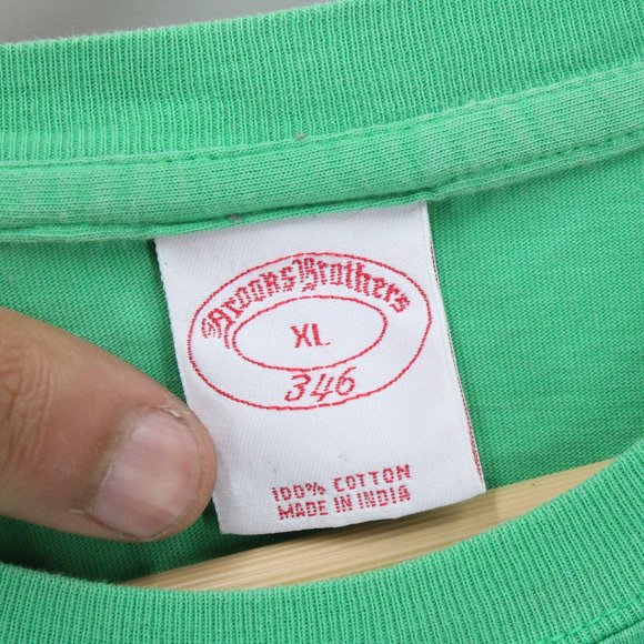 Vintage Brooks Brothers TShirt Mens Green Solid Short Sleeve Logo Embroidered XL - Picture 5 of 8